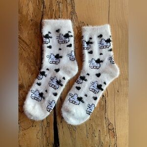 Cozy White and Black Cow Patterned Socks